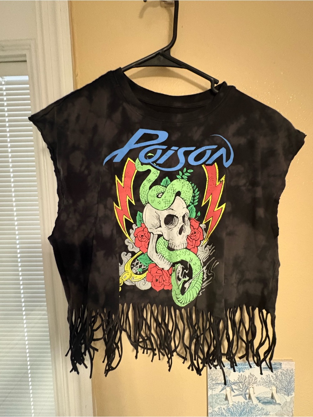 Poison Logo Fringe Muscle Tee - Black